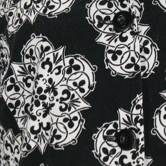 CROFT & BARROW Jacket Oversized Black White Floral Mandala Outerwear XL - Picture 7 of 13